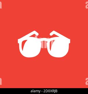 Glasses Icon On Red Background. Red Flat Style Vector Illustration. Stock Vector