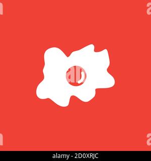 Fried Egg Icon On Red Background. Red Flat Style Vector Illustration. Stock Vector