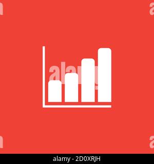 Growing Graph Icon On Red Background. Red Flat Style Vector Illustration. Stock Vector