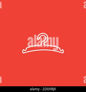 Hanger Line Icon On Red Background. Red Flat Style Vector Illustration. Stock Vector