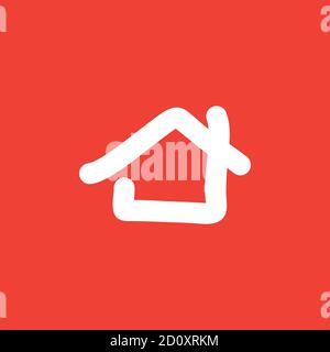 Home Icon On Red Background. Red Flat Style Vector Illustration. Stock Vector