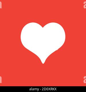 Heart Icon On Red Background. Red Flat Style Vector Illustration. Stock Vector