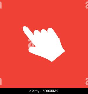 Hand Icon On Red Background. Red Flat Style Vector Illustration. Stock Vector