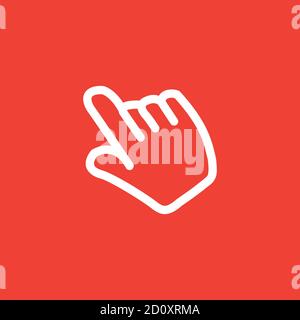 Hand Icon On Red Background. Red Flat Style Vector Illustration. Stock Vector