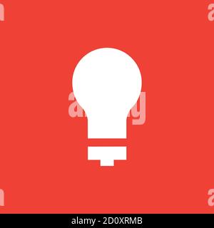 Light Bulb Icon On Red Background. Red Flat Style Vector Illustration. Stock Vector