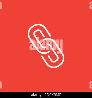 Link Line Icon On Red Background. Red Flat Style Vector Illustration. Stock Vector