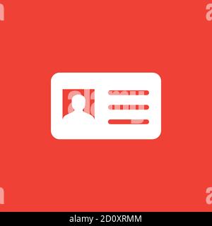 ID Card Icon On Red Background. Red Flat Style Vector Illustration. Stock Vector