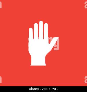 Hand Icon On Red Background. Red Flat Style Vector Illustration. Stock Vector