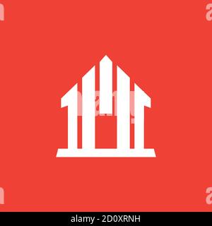 Home Icon On Red Background. Red Flat Style Vector Illustration. Stock Vector