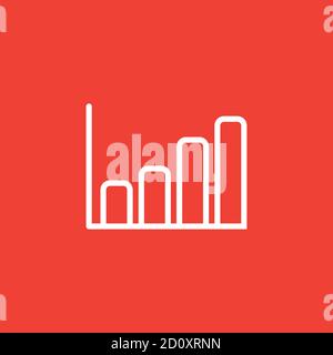 Growing Graph Line Icon On Red Background. Red Flat Style Vector Illustration. Stock Vector