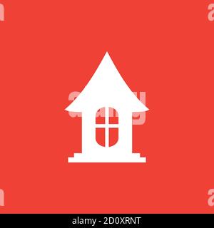 Home Icon On Red Background. Red Flat Style Vector Illustration. Stock Vector
