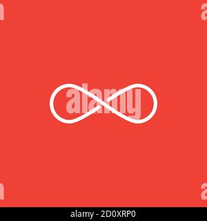 Infinity Line Icon On Red Background. Red Flat Style Vector Illustration. Stock Vector