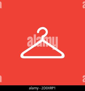 Hanger Icon On Red Background. Red Flat Style Vector Illustration. Stock Vector