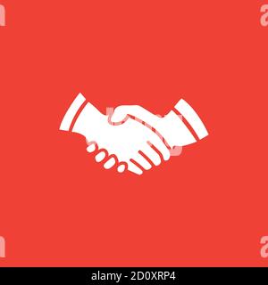 Handshake Icon On Red Background. Red Flat Style Vector Illustration. Stock Vector