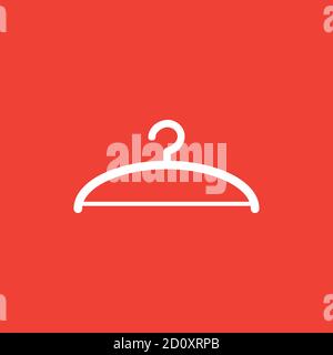 Hanger Icon On Red Background. Red Flat Style Vector Illustration. Stock Vector