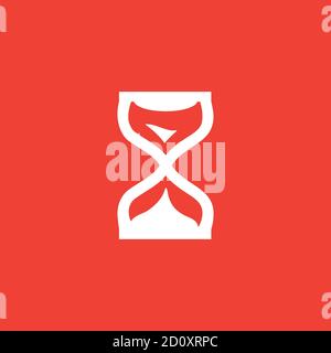 Hourglass Icon On Red Background. Red Flat Style Vector Illustration. Stock Vector