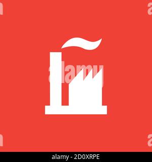 Industry Icon On Red Background. Red Flat Style Vector Illustration. Stock Vector