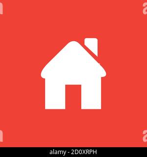 Home Icon On Red Background. Red Flat Style Vector Illustration. Stock Vector