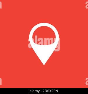 Locator Icon On Red Background. Red Flat Style Vector Illustration. Stock Vector