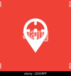 Locator Icon On Red Background. Red Flat Style Vector Illustration. Stock Vector