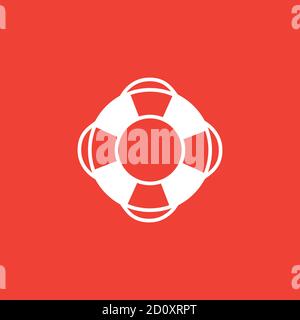 Lifebuoy Icon On Red Background. Red Flat Style Vector Illustration. Stock Vector