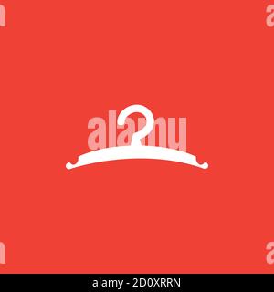 Hanger Icon On Red Background. Red Flat Style Vector Illustration. Stock Vector