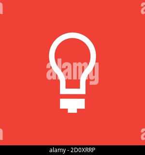 Light Bulb Icon On Red Background. Red Flat Style Vector Illustration. Stock Vector
