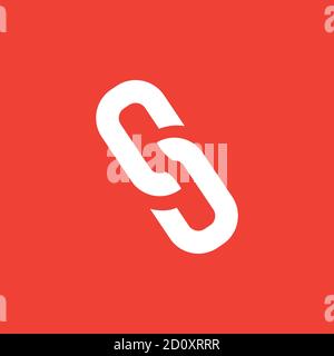 Link Icon On Red Background. Red Flat Style Vector Illustration. Stock Vector