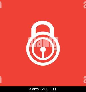 Lock Icon On Red Background. Red Flat Style Vector Illustration. Stock Vector