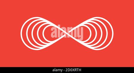 Infinity Illustration On Red Background. Red Flat Style Vector Illustration. Stock Vector