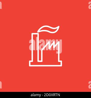 Industry Line Icon On Red Background. Red Flat Style Vector Illustration. Stock Vector