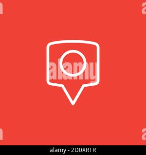 Locator Line Icon On Red Background. Red Flat Style Vector Illustration. Stock Vector