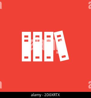 Library Icon On Red Background. Red Flat Style Vector Illustration. Stock Vector