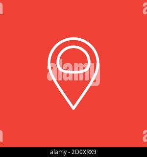 Locator Line Icon On Red Background. Red Flat Style Vector Illustration. Stock Vector
