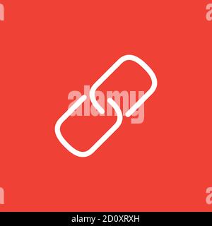 Link Line Icon On Red Background. Red Flat Style Vector Illustration. Stock Vector
