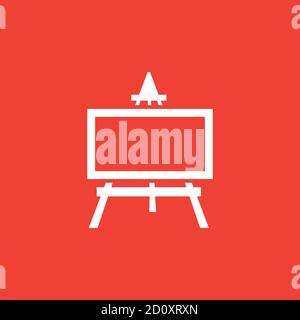 Easel Icon On Red Background. Red Flat Style Vector Illustration. Stock Vector