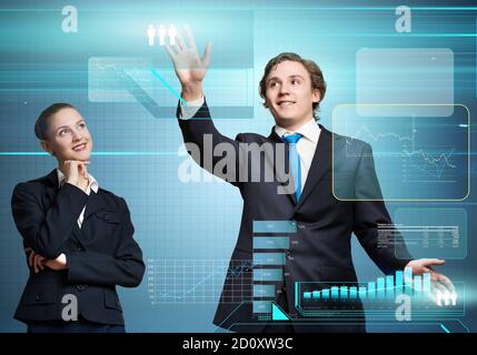 Businesspeople using modern technologies Stock Photo