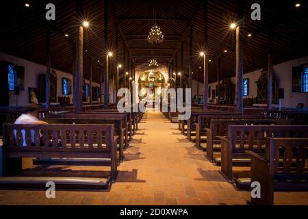 Inside the catholic church in the small town Nata, Cocle province, Republic of Panama. Stock Photo