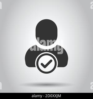 Login icon in flat style. People secure access vector illustration on white isolated background. Password approved business concept. Stock Vector