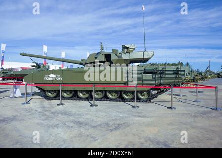 MOSCOW REGION, RUSSIA - JUNE 27, 2020: Newest Russian tank 'Armata' T-14 - participant of the military international forum 'Army-2020' Stock Photo