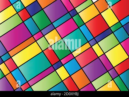 Abstract minimal geometric lines and squares shapes design colored background Stock Vector