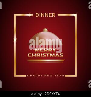 Christmas Eve dinner, template for poster, cover and menu. Vector illustration Stock Vector