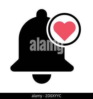 Bell alert icon isolated on white background, black alarm vector illustration symbol, ring web signal . Stock Vector