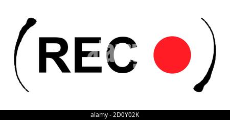 Recording sign button, red app panel, rec, vector symbol isolated on white background . Stock Vector