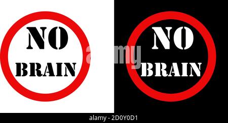No Brain Attention sign set logo web Stock Vector