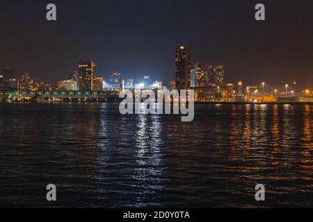 Carlsbad, California, USA. 3rd Oct, 2020. Abstract psychedelic art of the buildings, ocean, and San Diego-Coronado Bridge in downtown San Diego on Saturday, October 3rd, 2020 Credit: Rishi Deka/ZUMA Wire/Alamy Live News Stock Photo