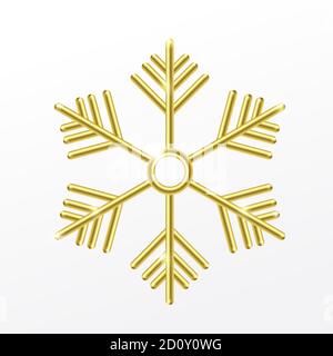 3D Golden snowflake Isolated on white background Stock Vector