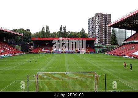 London, UK. 03rd Oct, 2020. A general view of the Jimmy Seed stand during the EFL Sky Bet League 1 match between Charlton Athletic and Sunderland at The Valley, London, England on 3 October 2020. Photo by Carlton Myrie. Editorial use only, license required for commercial use. No use in betting, games or a single club/league/player publications. Credit: UK Sports Pics Ltd/Alamy Live News Stock Photo