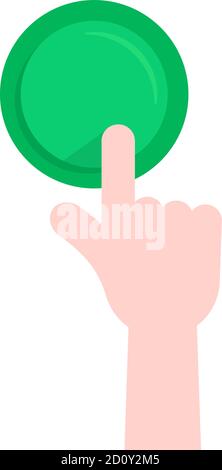 forefinger pushing on green button Stock Vector