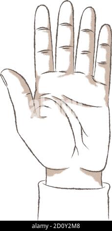Retro look illustration with a rough texture of a hand counting with fingers. Stock Vector
